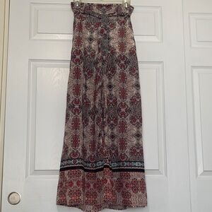 Truth Wide Leg Printed Palazzo Pants Flowy  Feminine Elastic Waist Tie Front